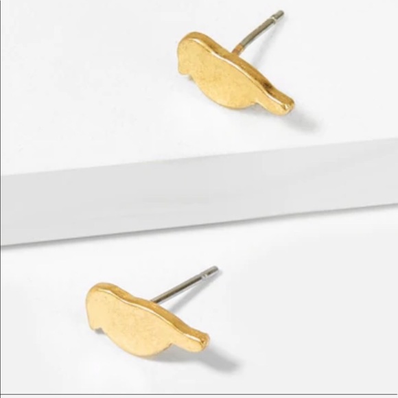 SALE Dainty Gold Cardinal Bird Stud Earrings - Picture 3 of 4